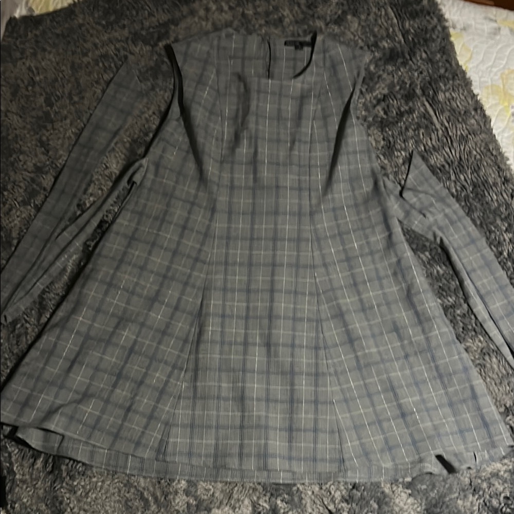 Fashion Star  Gray Plaid Dress with tie back. New w/o tags